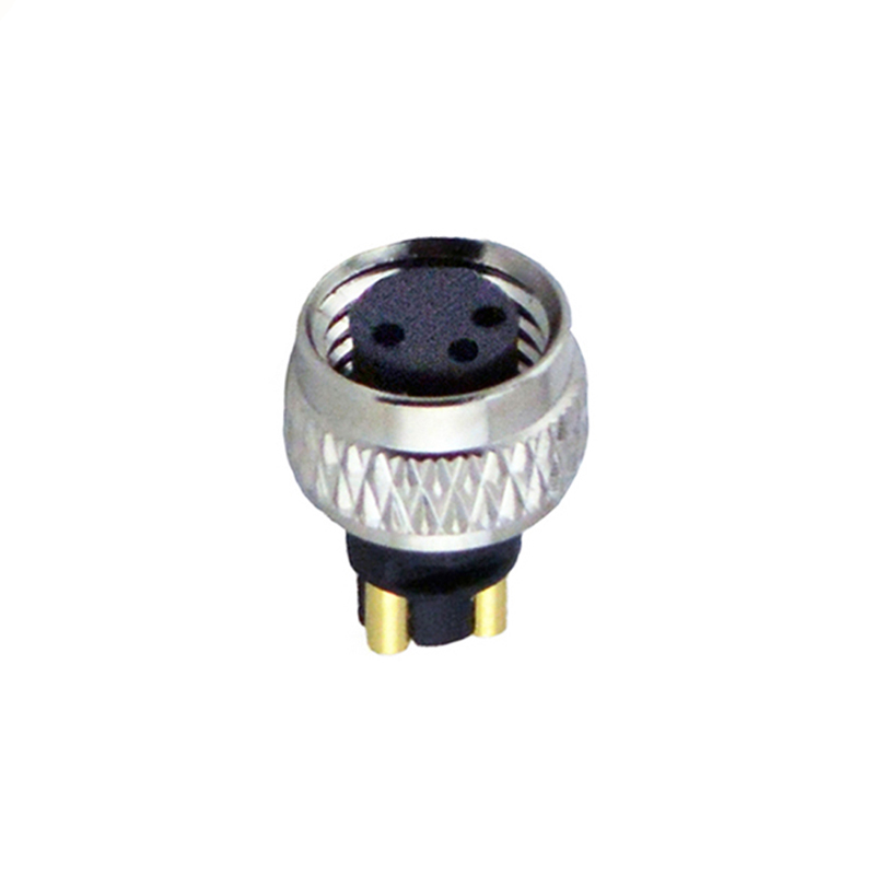M8 3pin A code female moldable connector,unshielded,brass with nickel plated screw